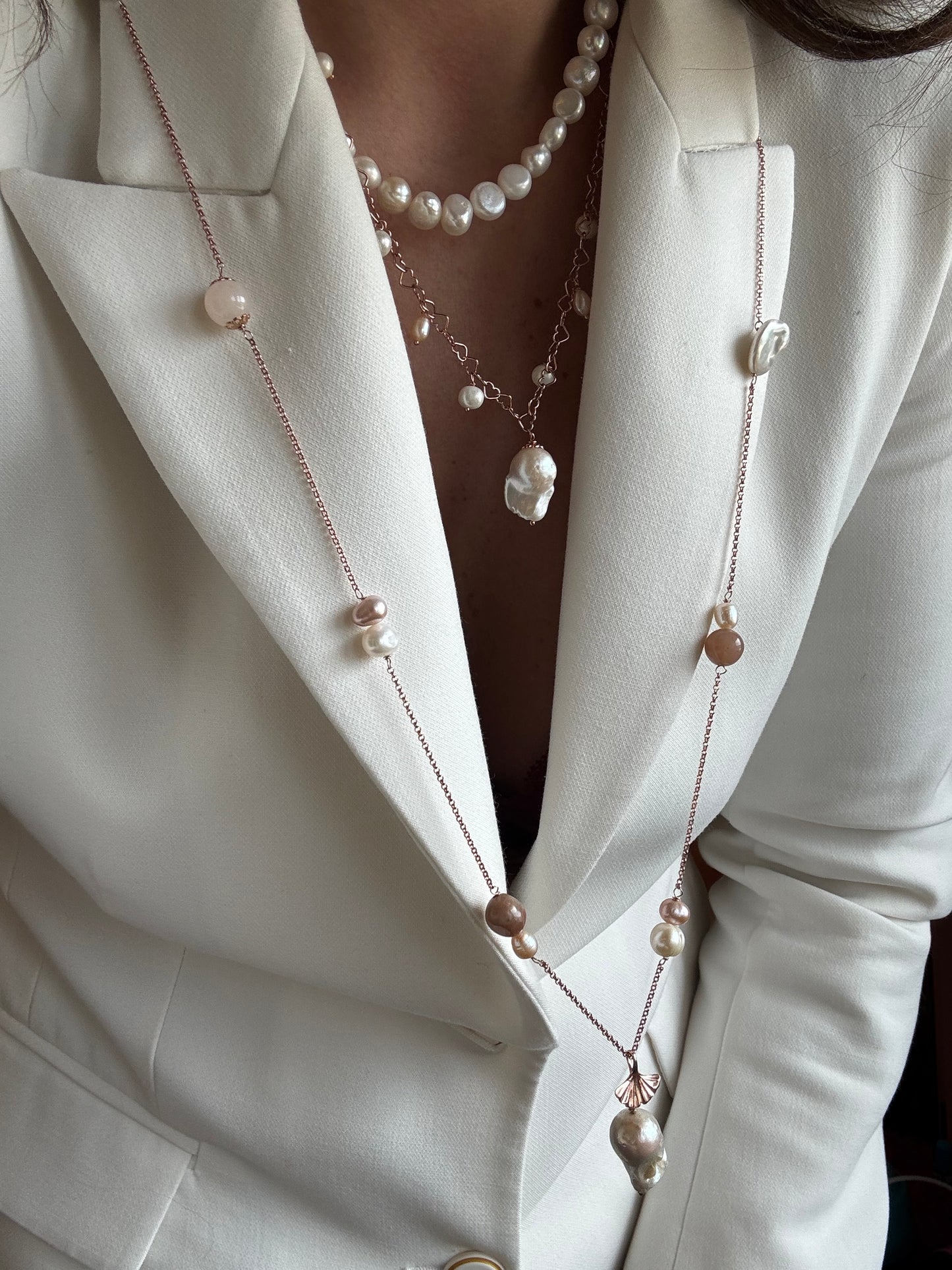 Collana Girocollo Perle Irregolari Bianche - 0,8 mm