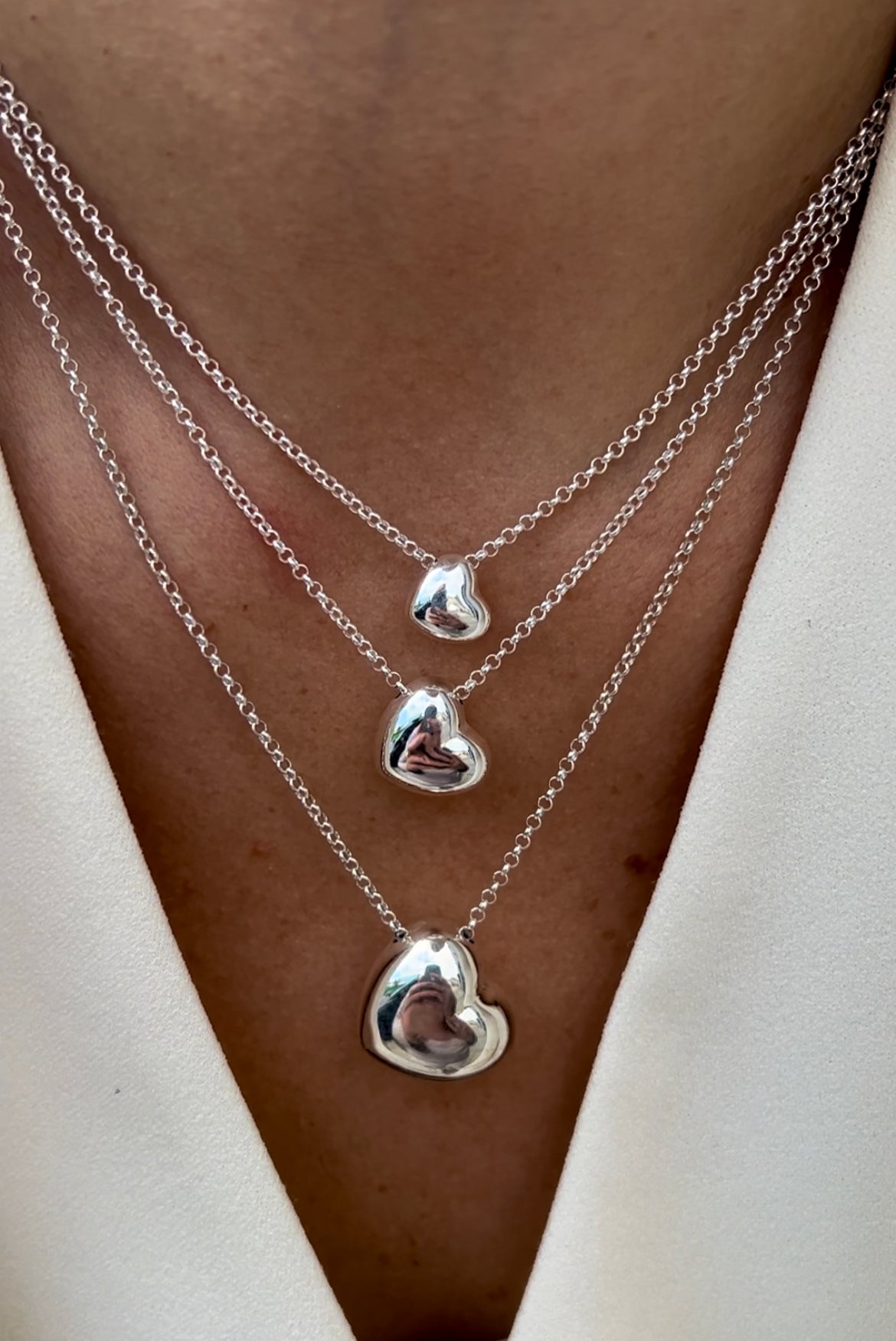 Collana Big Heart - Cuori Inclinati - Unica 3 Fili -