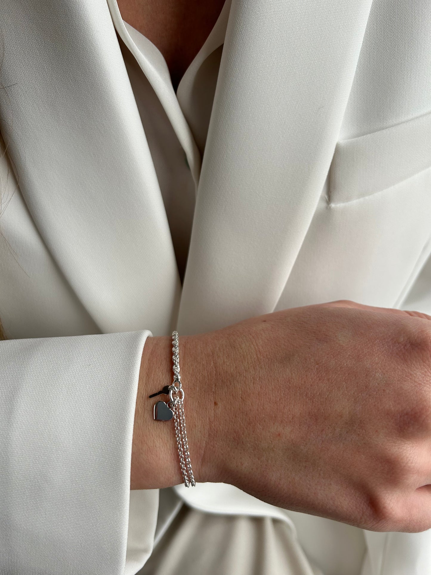 Bracciale cuoricino e chiave