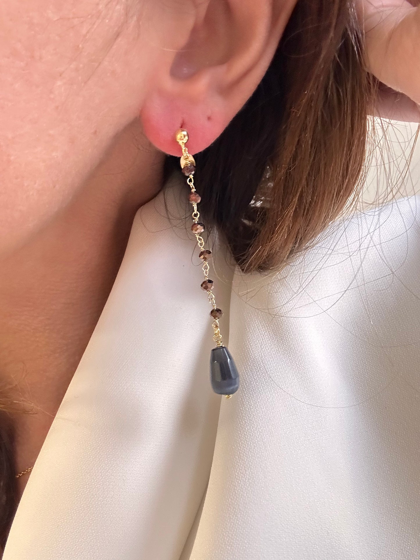 Orecchini Goccioline Marroni