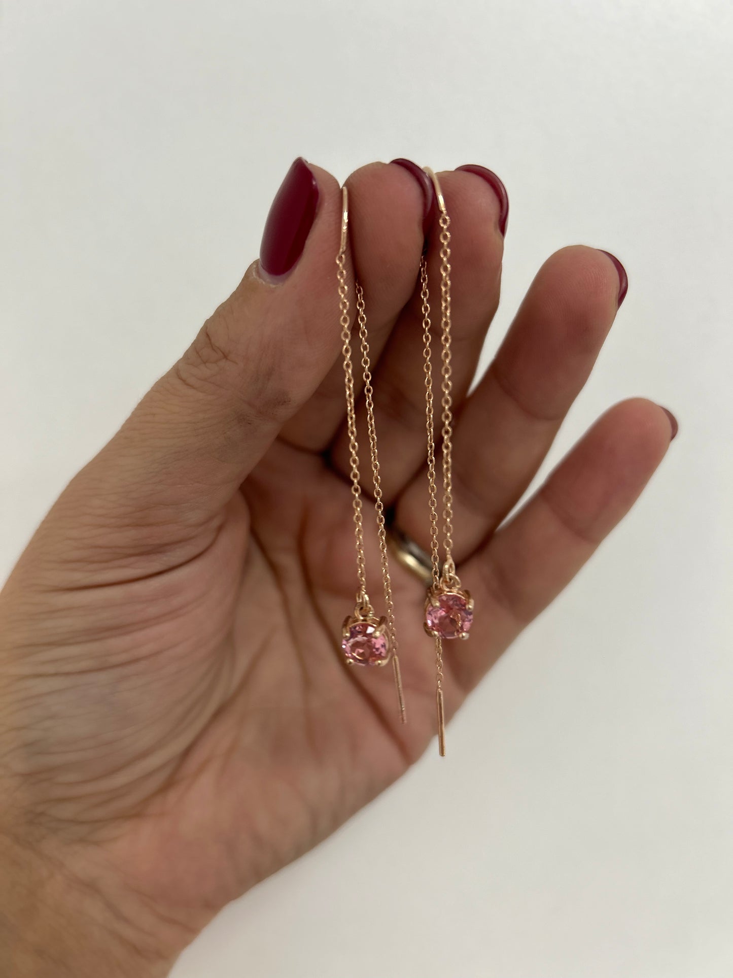 Orecchini Catenella - Zircone Rosa -