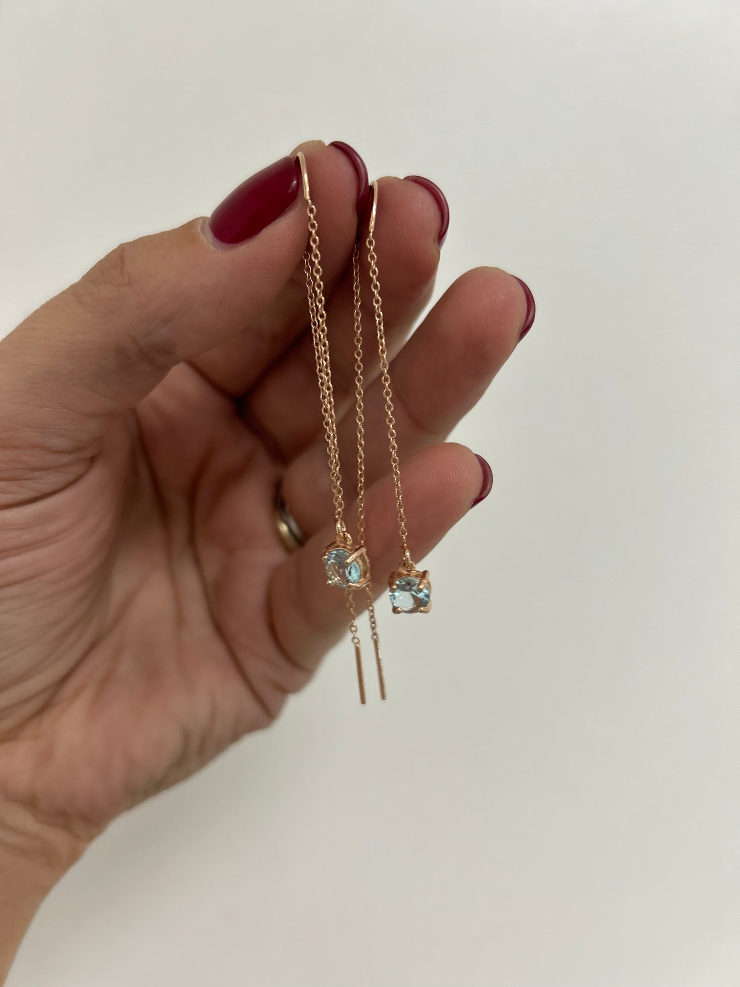 Orecchini Catenella - Zircone Azzurro -