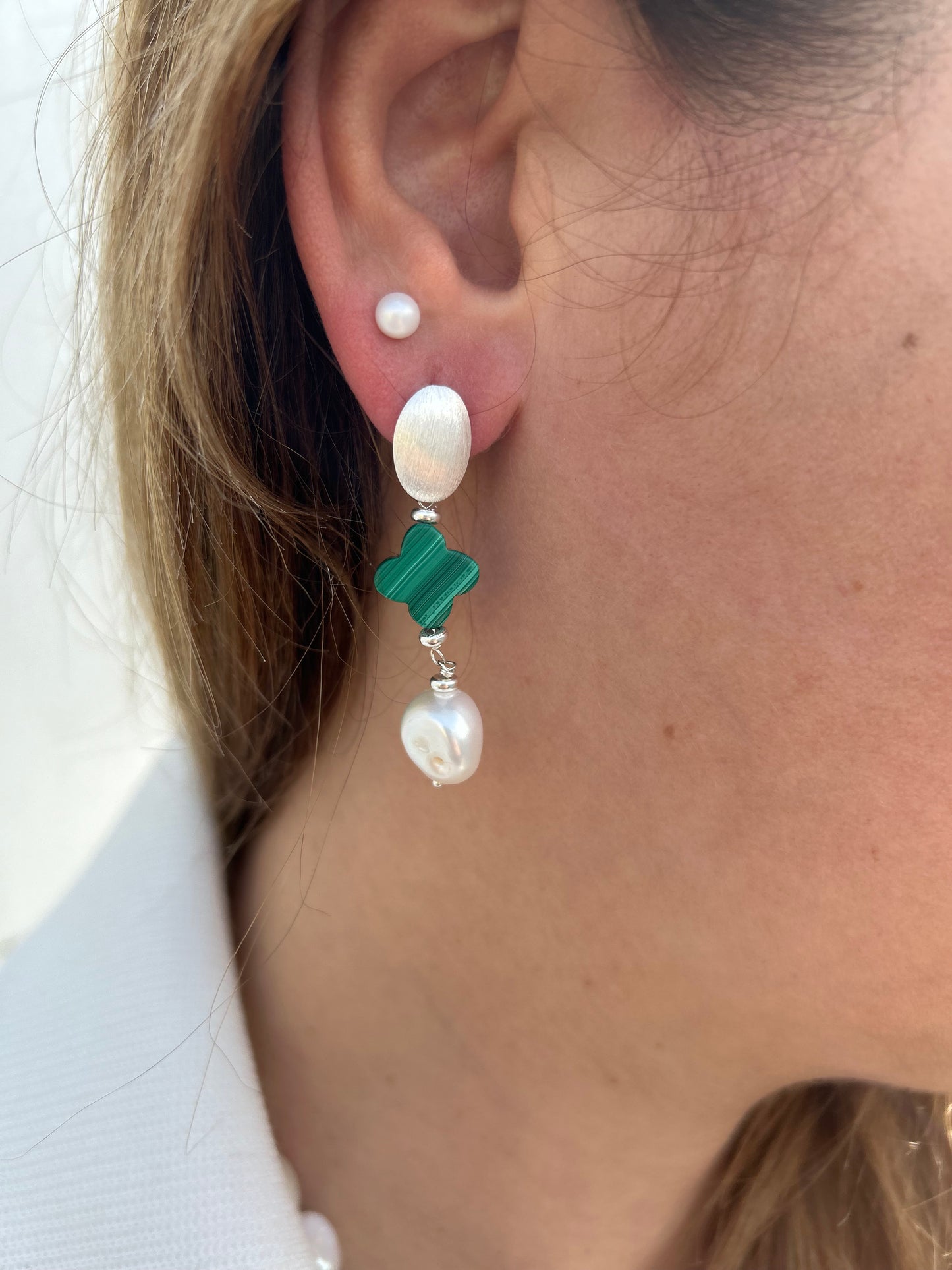Orecchini Perle & Malachite