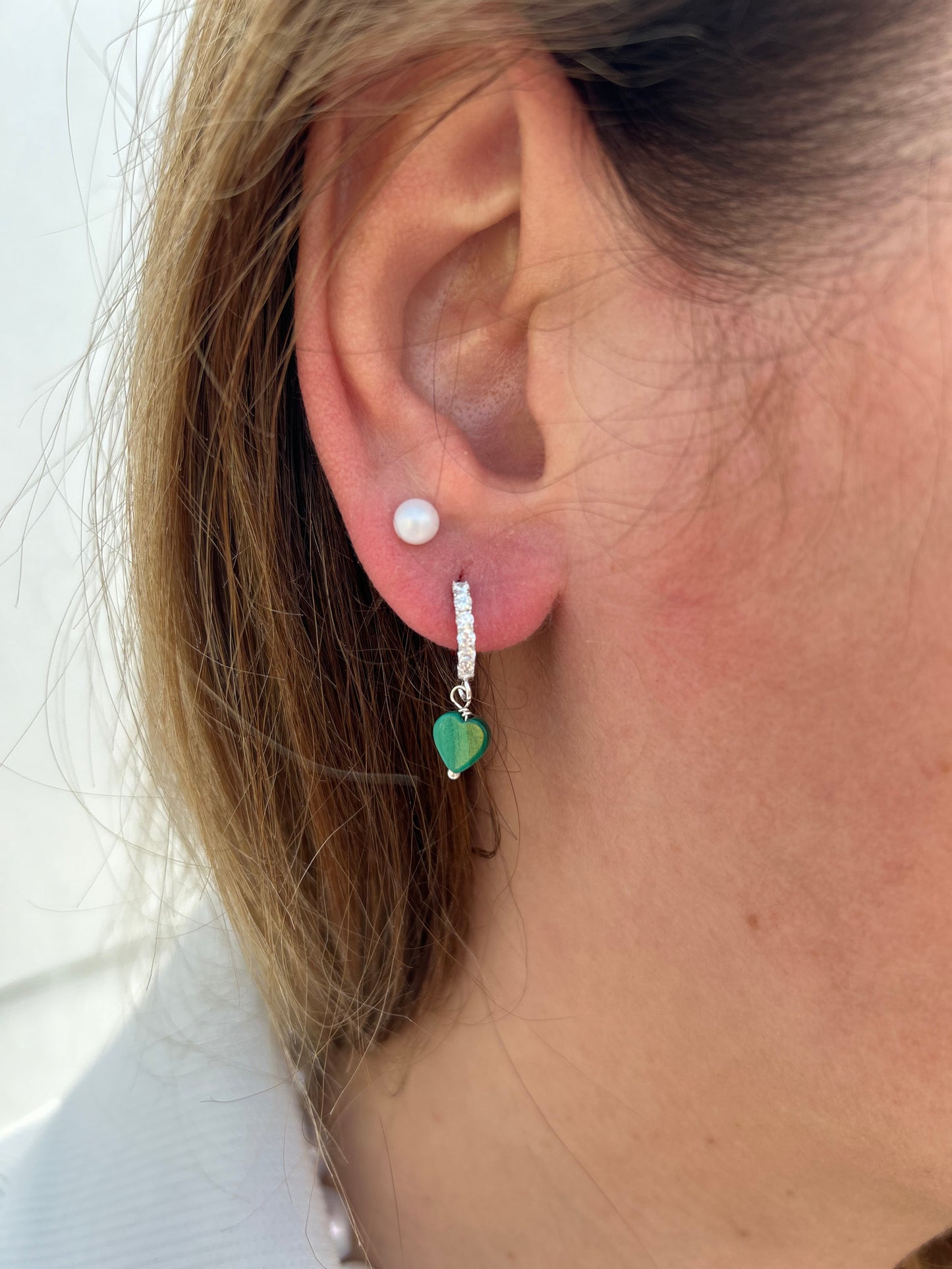 Mini Hoop Cuoricino Malachite