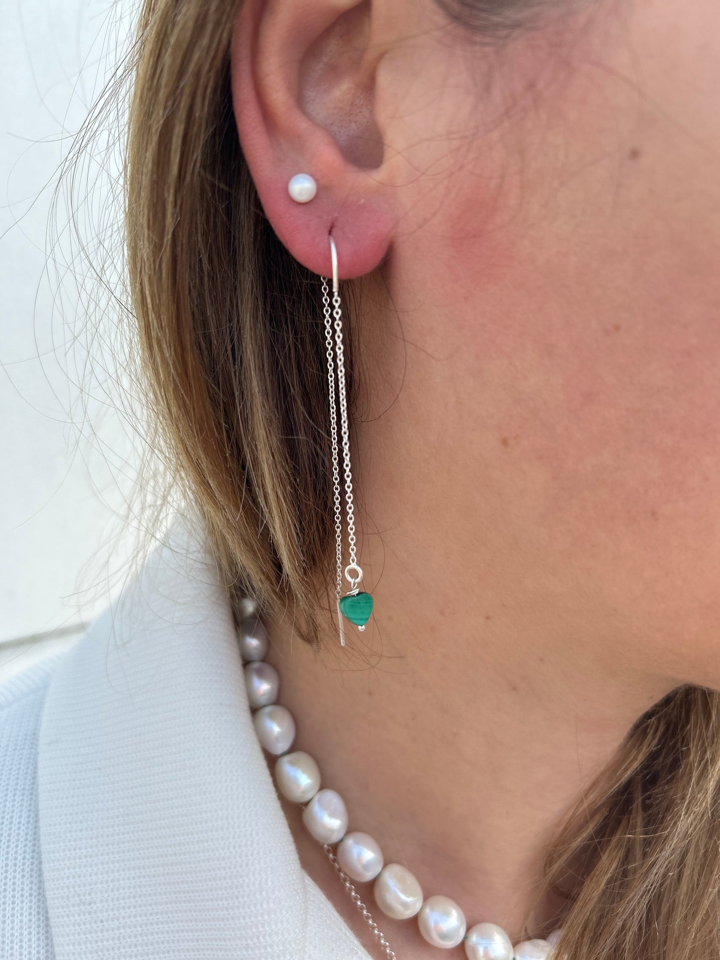 Orecchini Saliscendi Cuore & Malachite