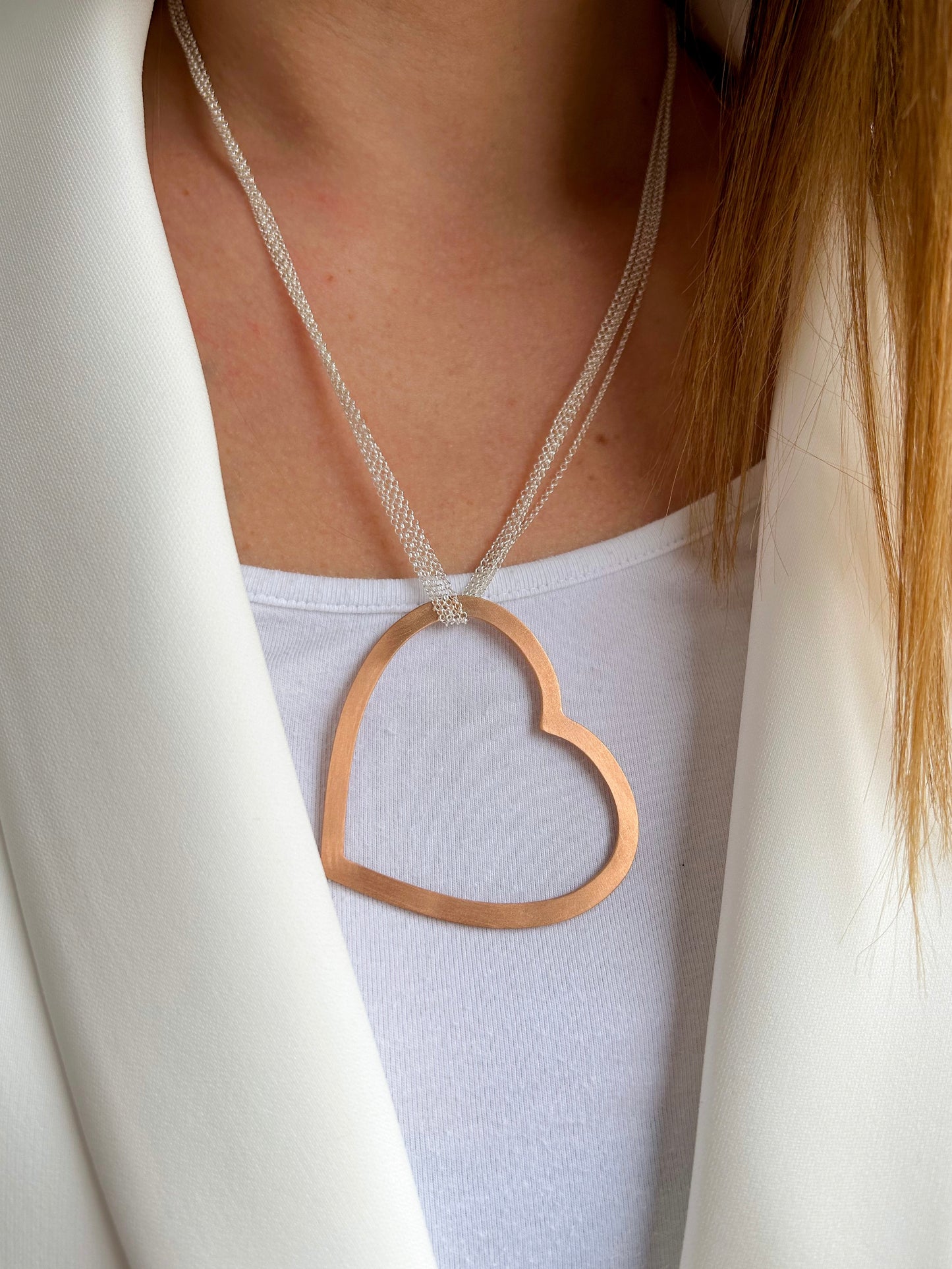 Collana Cuore Satinato Rosè