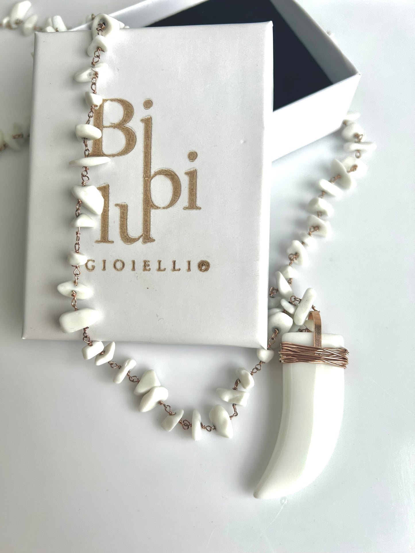 Collana Agata Bianca e Corno