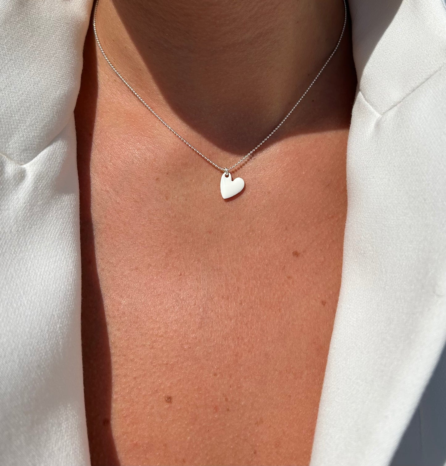 Collana Batticuore - Cuore Smaltato Bianco -