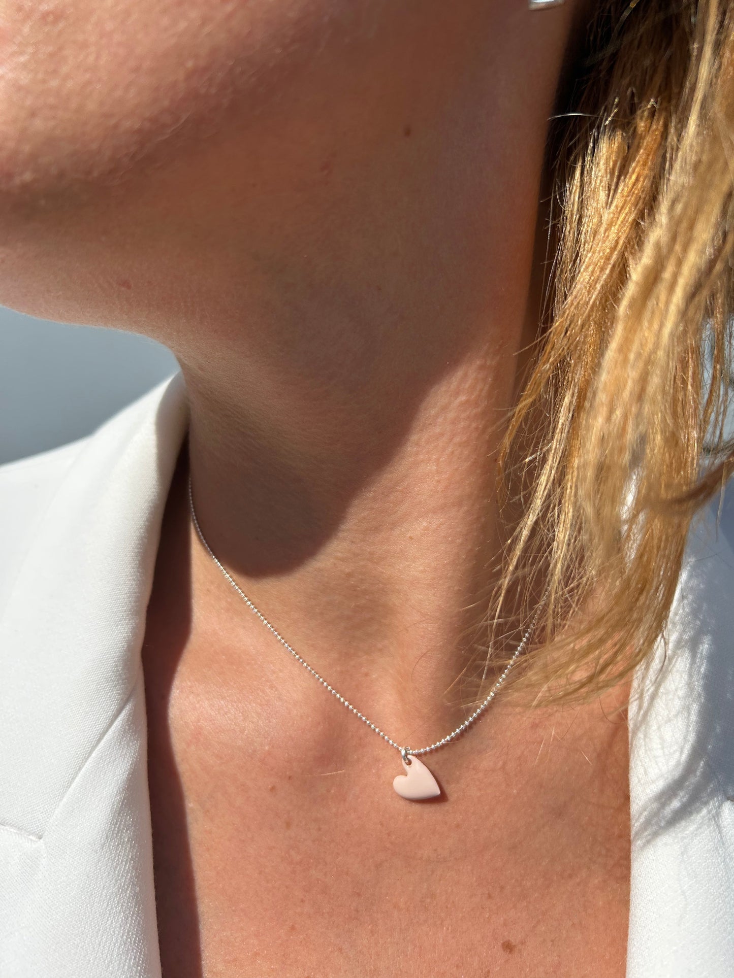 Collana Batticuore - Cuore Smaltato Rosa Cipria-
