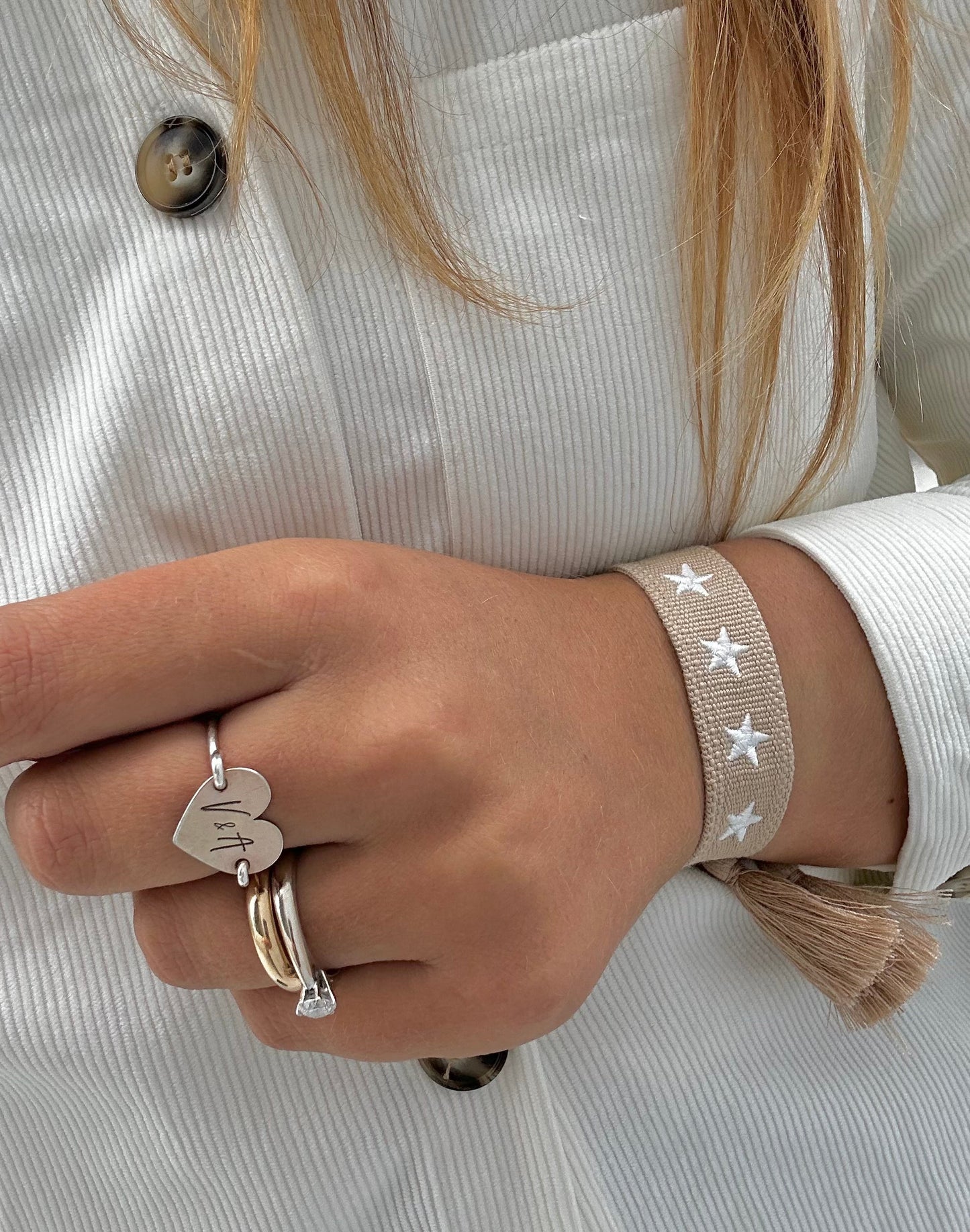 Bracciale Jadore - Beige Stelle Bianche -