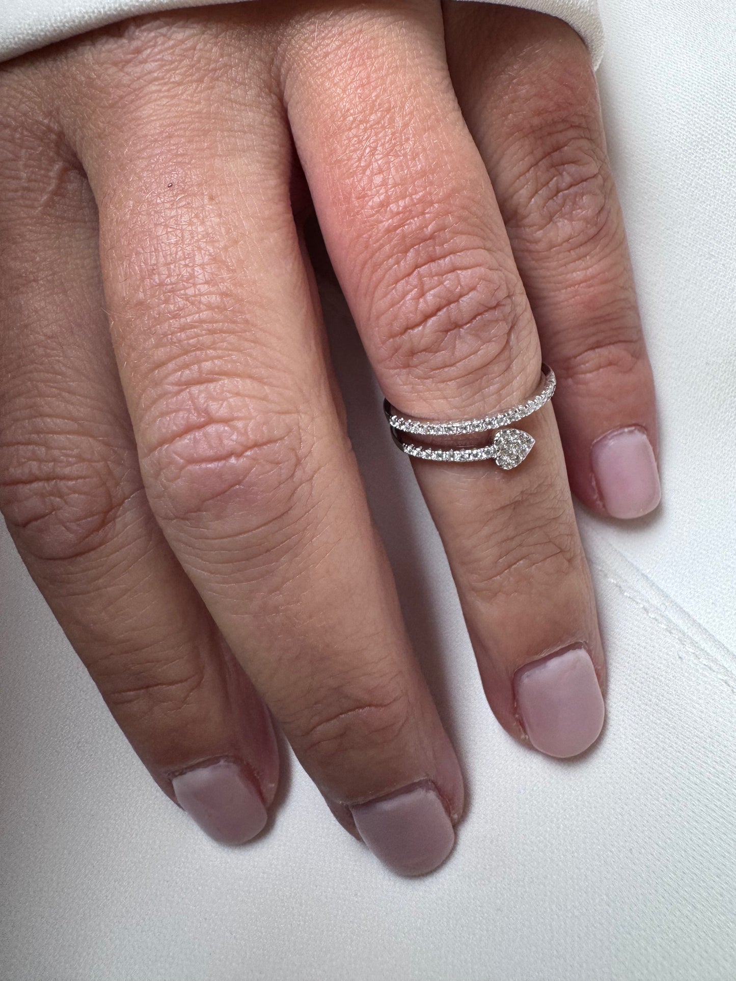 Anello con Spirale Zirconi e Cuore in argento 925| Elegante , luminoso e romantico