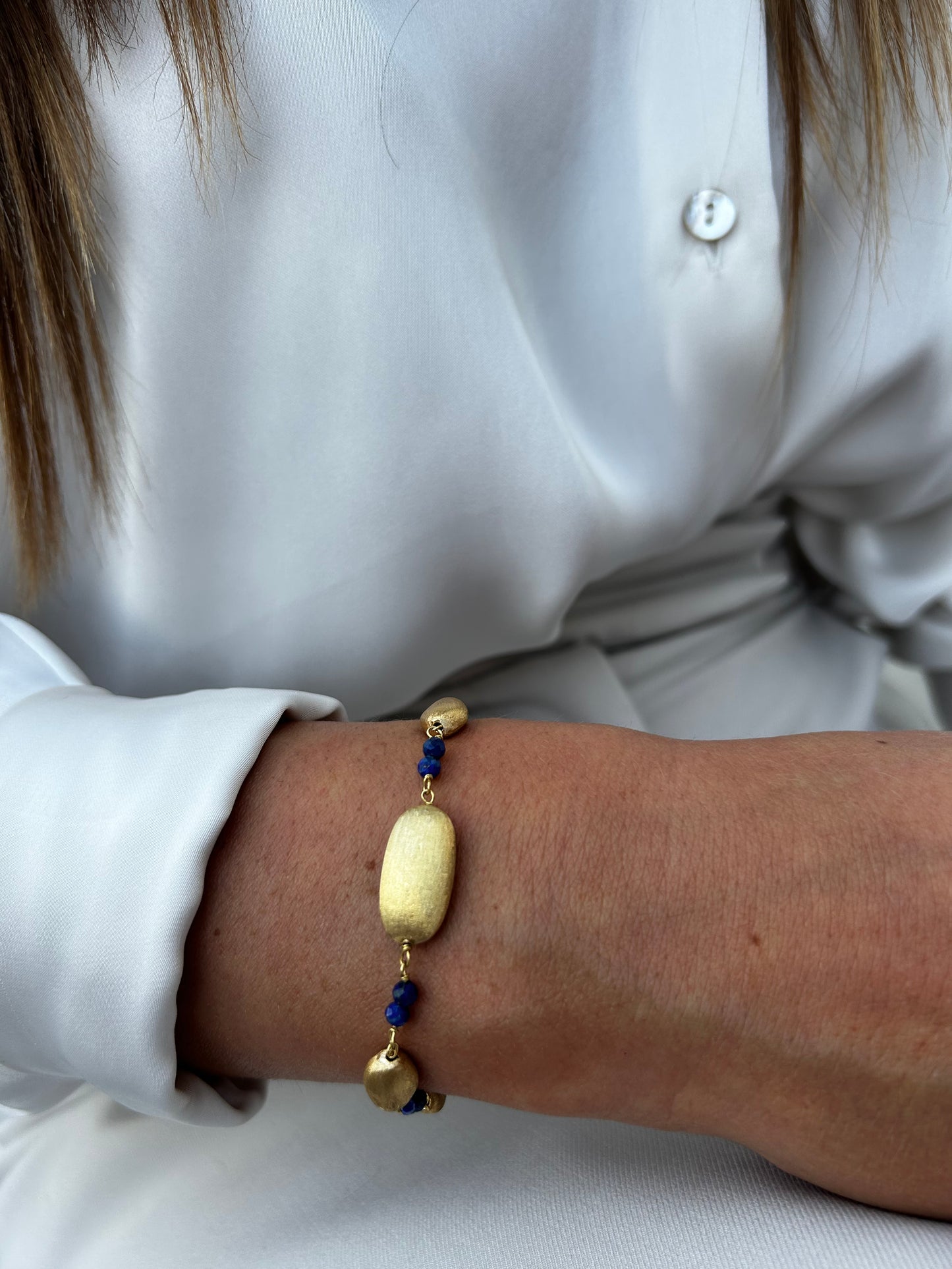 Bracciale Pepita Satinate e Lapislazzuli