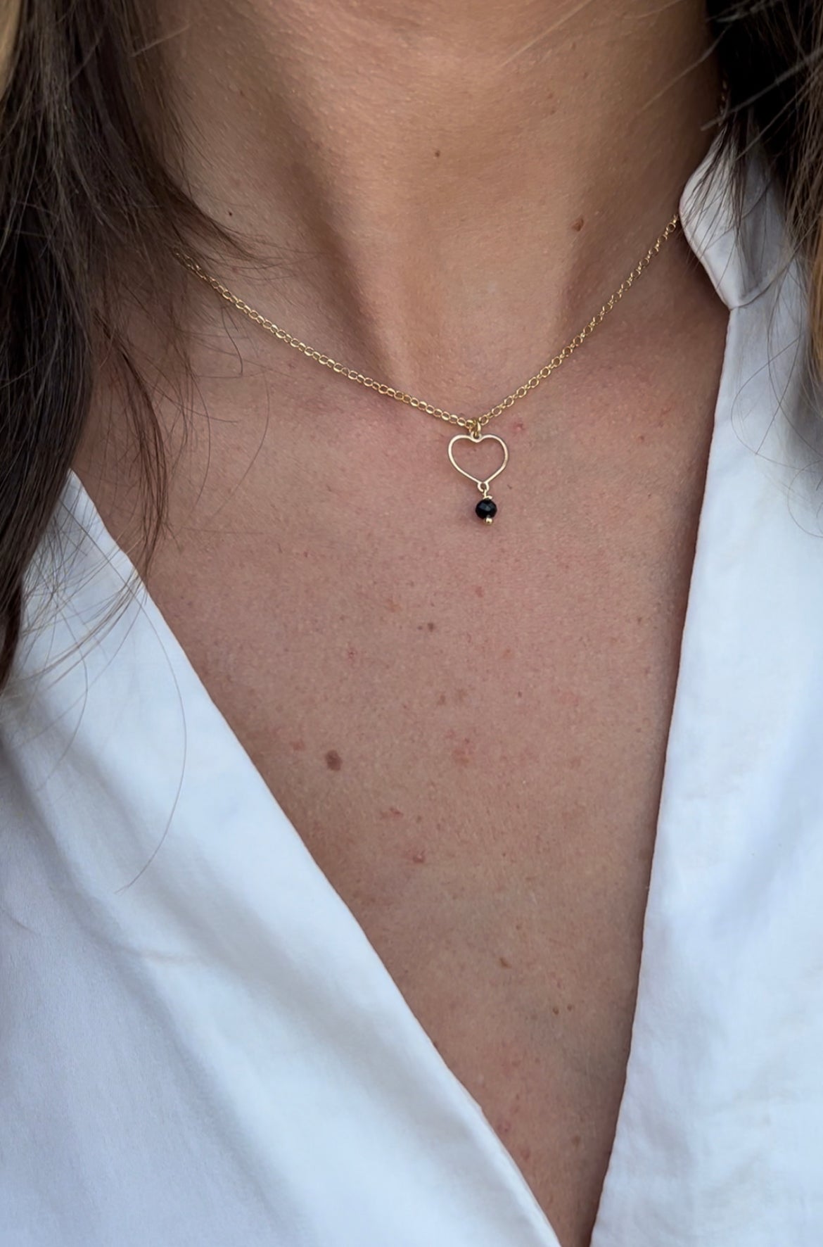 Collana Cuore Vuoto e Cristallo Nero