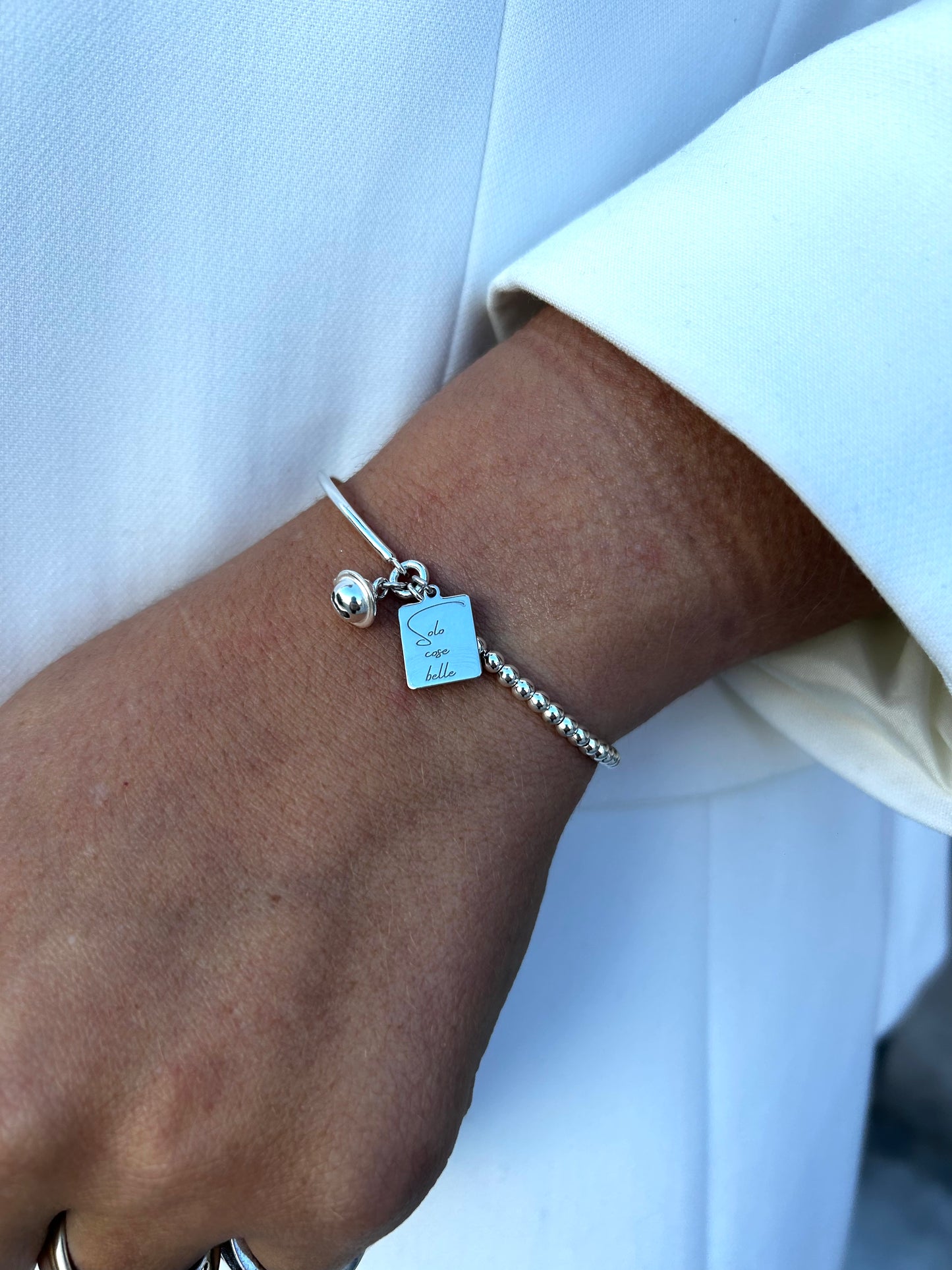 Bracciale Archetto - Frase "Solo Cose Belle" - Catena Sferette-