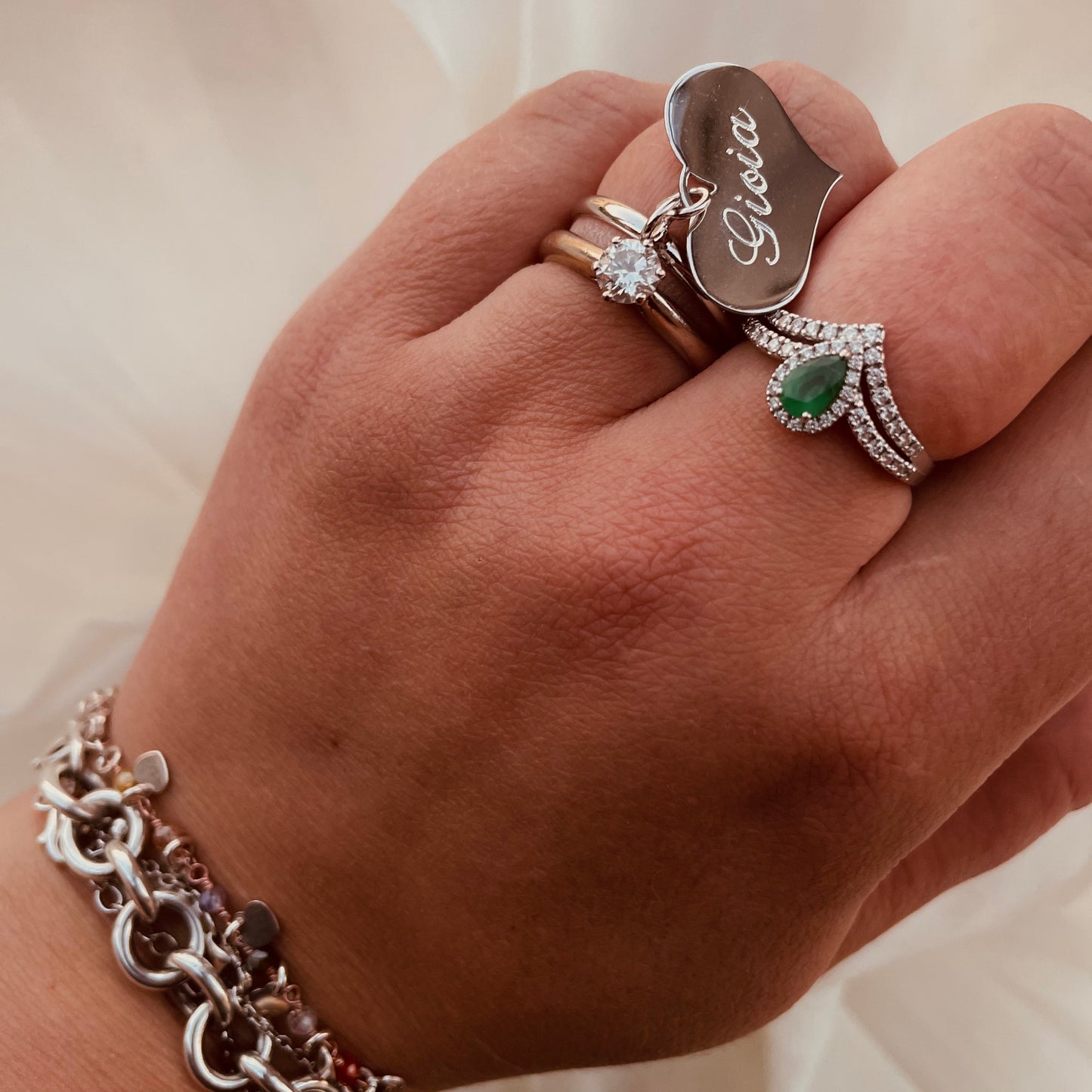 Anello - Cuore pendente - Personalizzabile