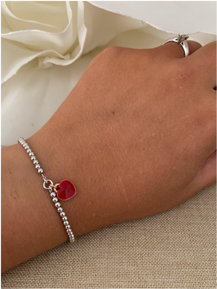 Bracciale Microsfere e Cuore pendente