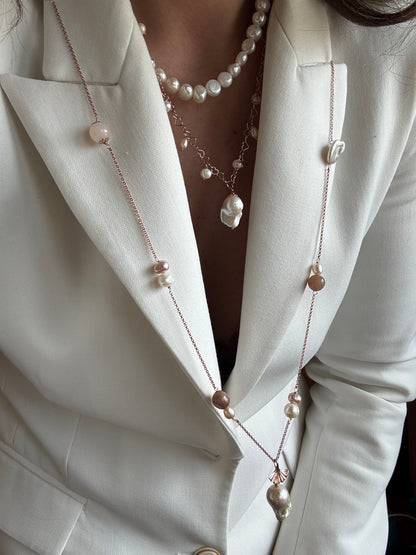 Collana Girocollo Perle Irregolari Bianche  - 0,8 mm