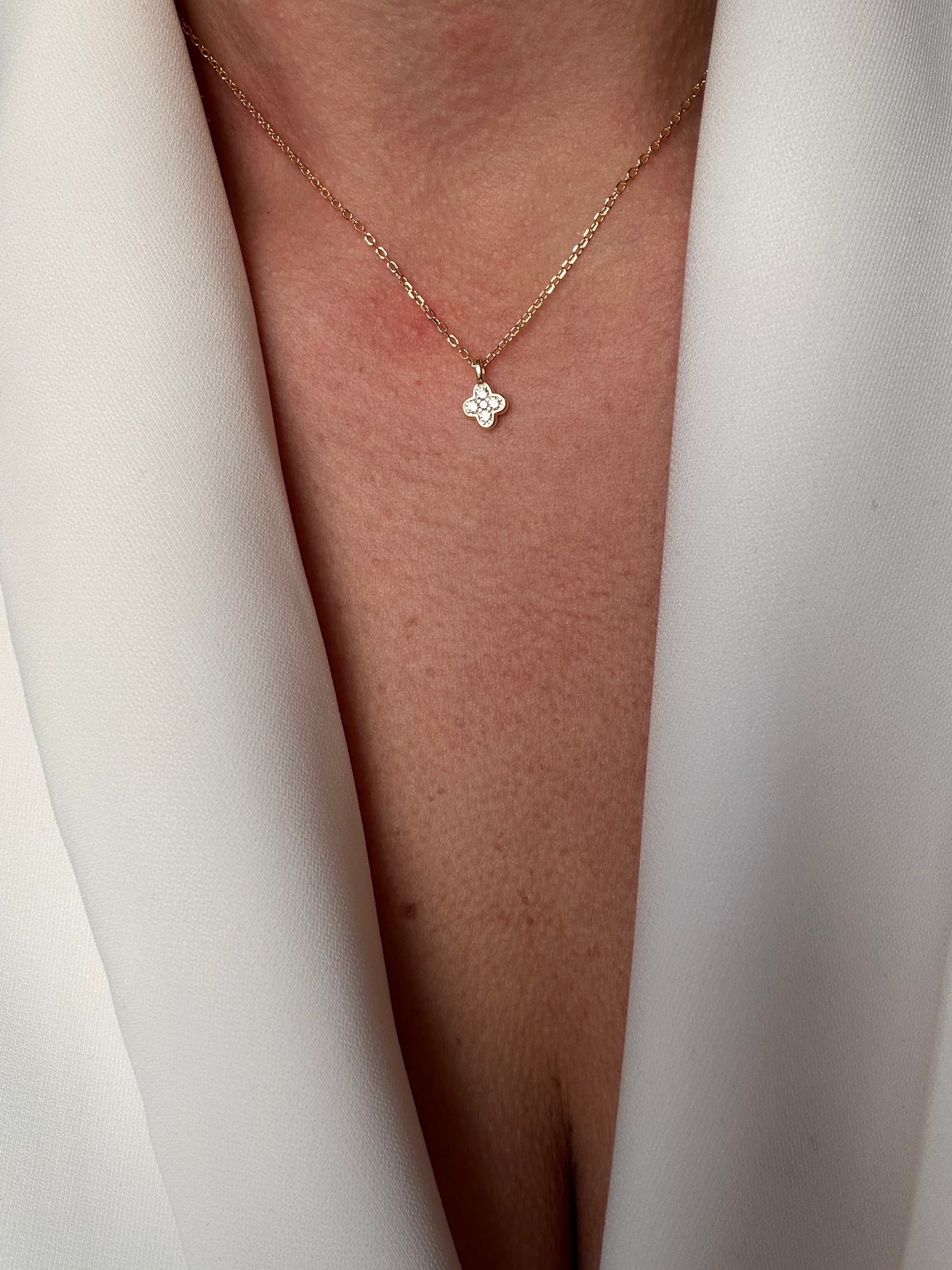 Collana Quadrifoglio Zirconi