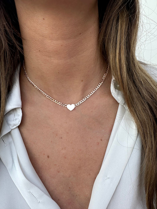 Collana Grumetta con Cuore in Linea Rosata