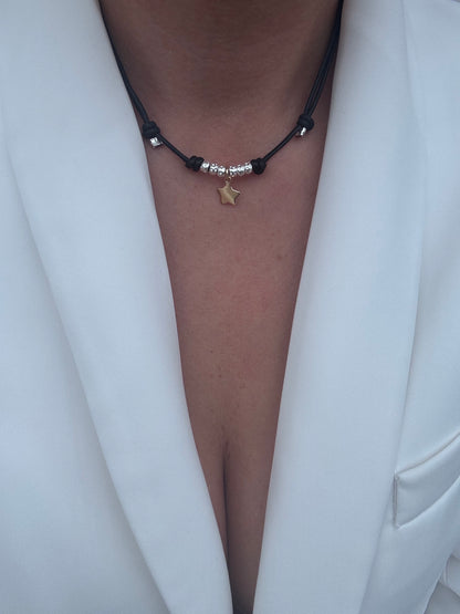 Collana Cordino. Colorato con Stella  – Collezione Satelliti Neri| Bibilu Gioielli
