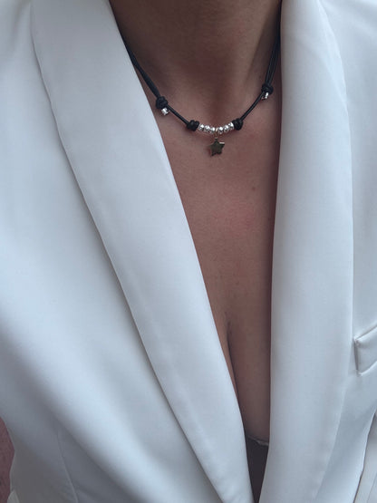 Collana Cordino. Colorato con Stella  – Collezione Satelliti Neri| Bibilu Gioielli