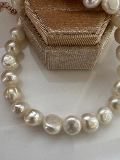 Collana Girocollo Perle Irregolari Bianche  - 0,8 mm