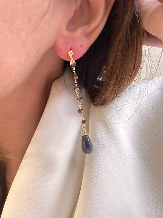 Orecchini Goccioline Marroni