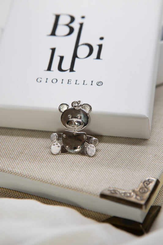 CIONDOLO  TEDDY GRANDE ZAMPETTE E ORECCHIETTE SATINATE