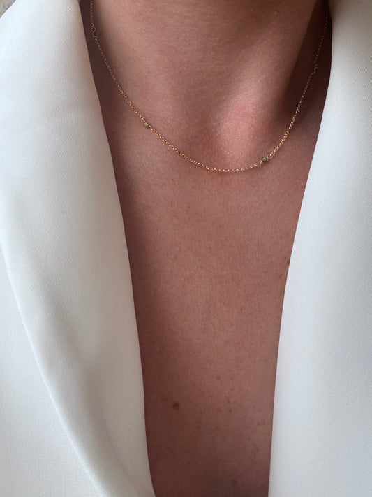 Collana  Catena e Peridoto in Argento Dorato |