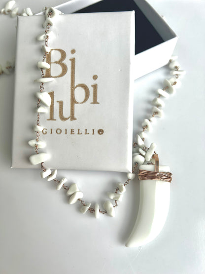 Collana Agata Bianca e Corno