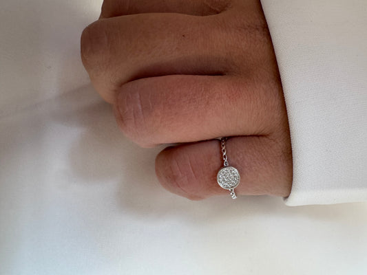 Anello con Tondo in Argento 925 con Zirconi | Design Minimal