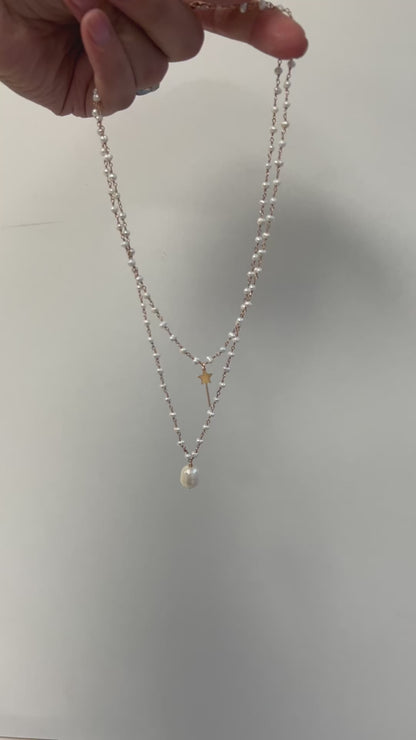 Collana Doppia Bacchetta Magica & Perla Barocca